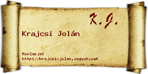 Krajcsi Jolán névjegykártya