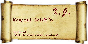 Krajcsi Jolán névjegykártya